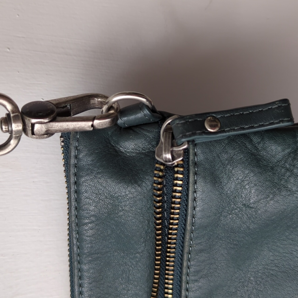 Leather Dark Teal Crossbody bag from Paris, French nat & nin purse luxury clutch